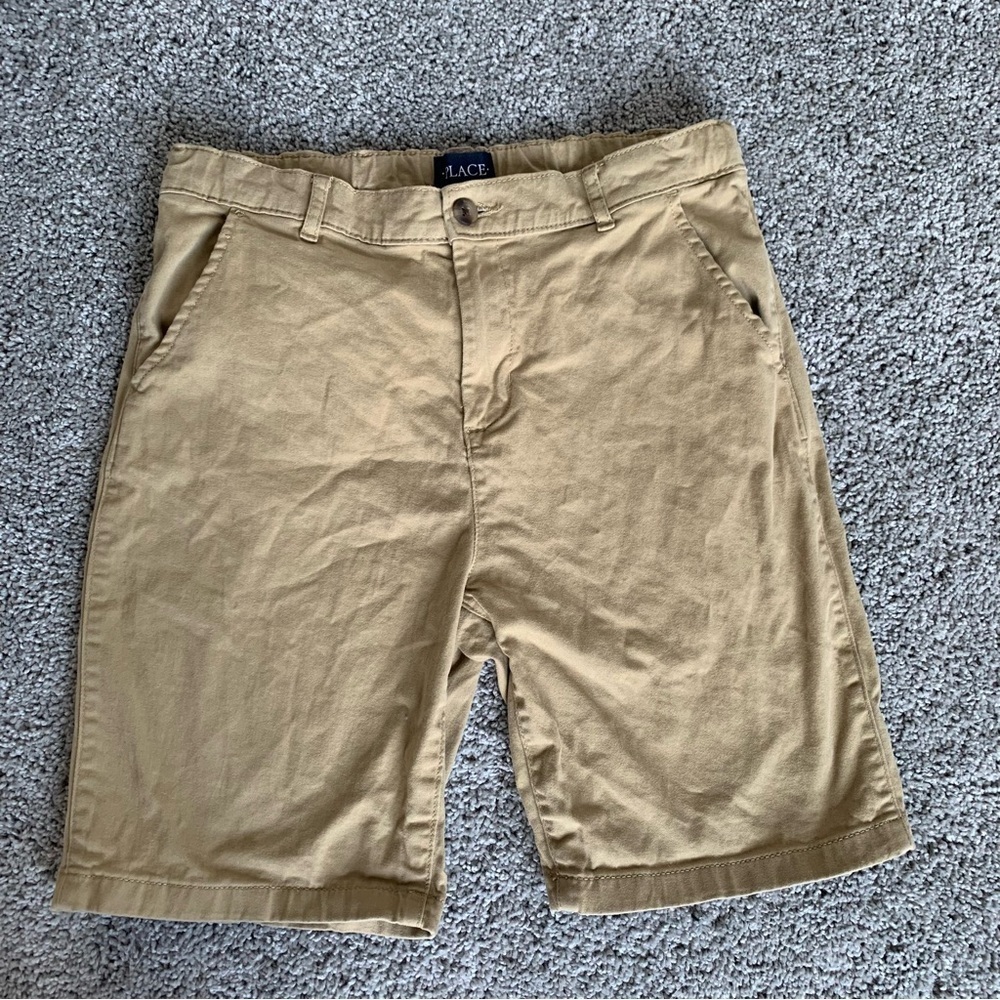 Children's Place Boys Uniform Stretch Chino Shorts Flax Color Size 14 Husky